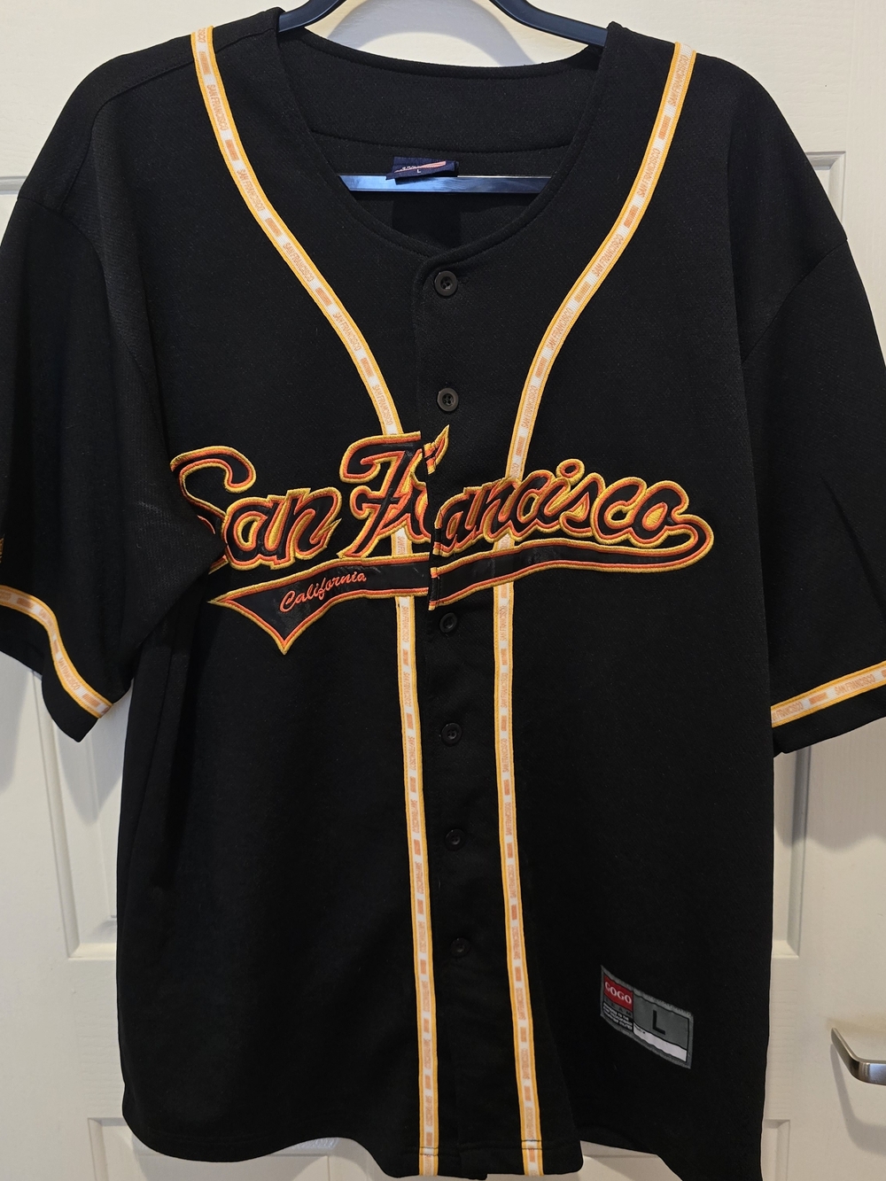 San Francisco California Baseball Jersey Men’s Large Black Button Up Jersey